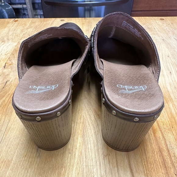 Dansko DENI Brown Leather Fringe Mules Clogs Women's EU Size 41 - Picture 2 of 7